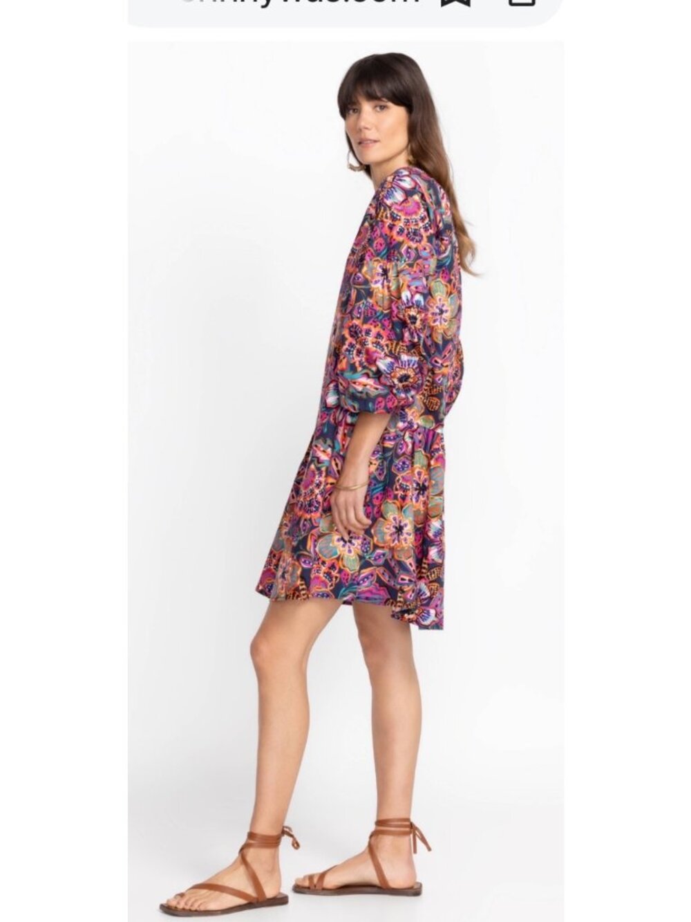 Johnny Was Eyes On You Poplin Floral Tunic Dress XS Boho Style - Picture 4 of 16